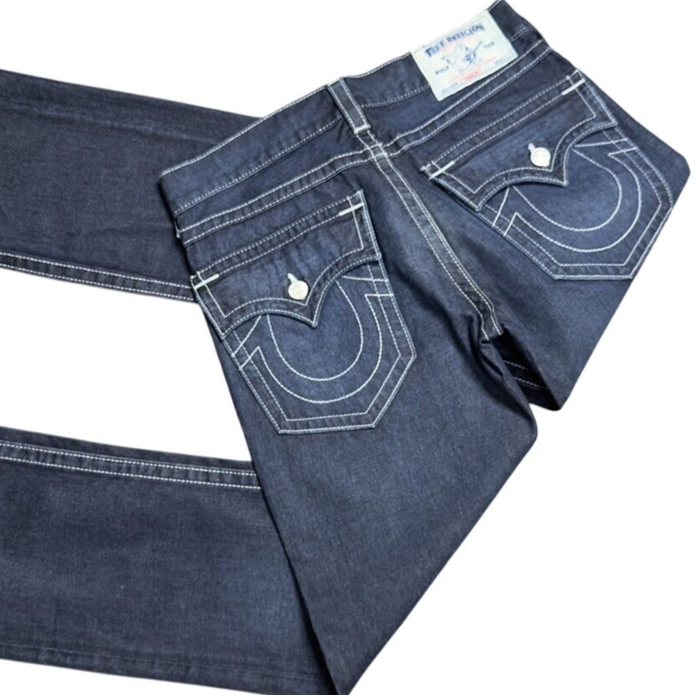 True Religion‎ Jean Straight w/flap  Dark Wash Blue  33X34